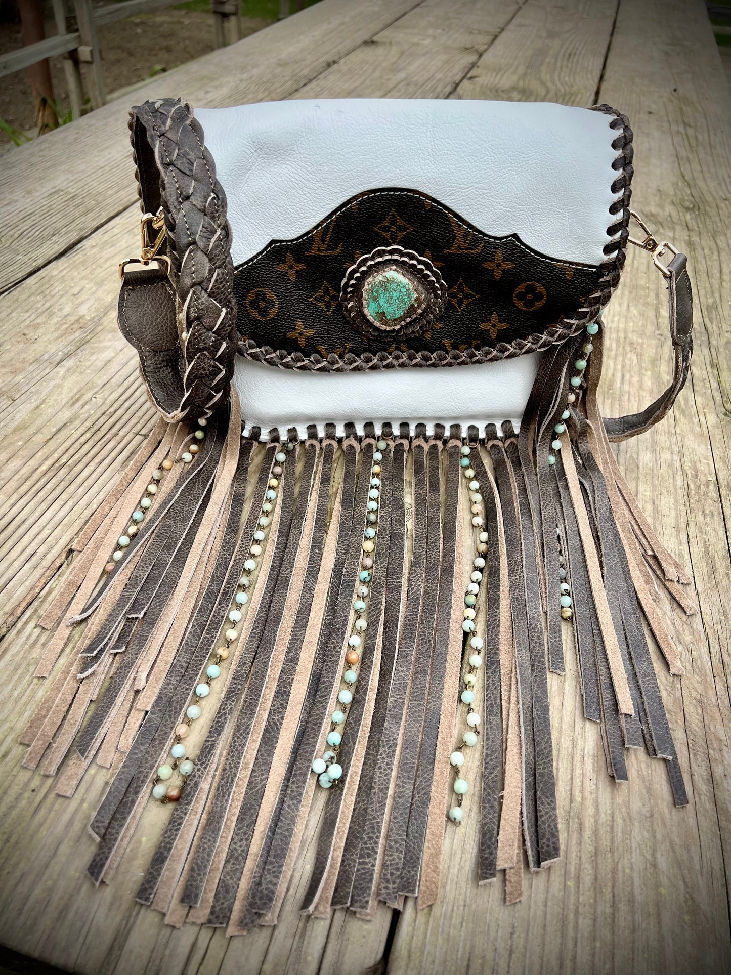 Custom Order White Leather Bag