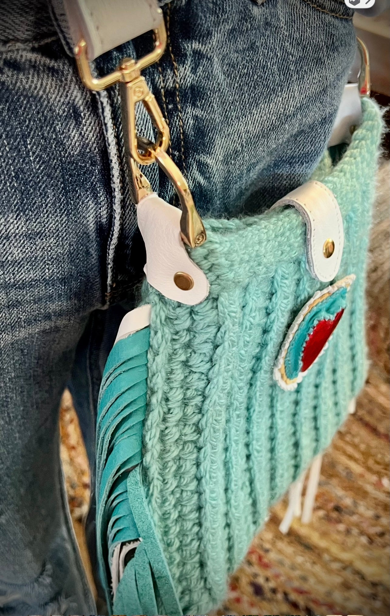 Turquoise Crochet Bag