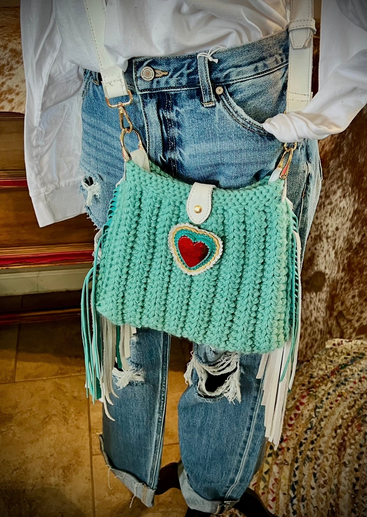 Turquoise Crochet Bag