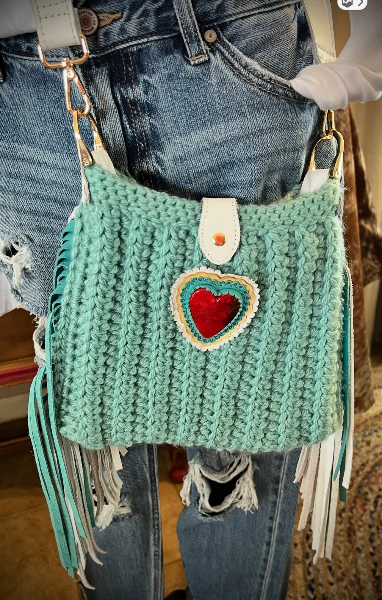 Turquoise Crochet Bag