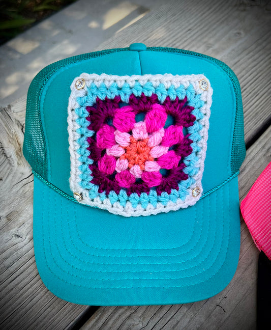 Granny square trucker hats