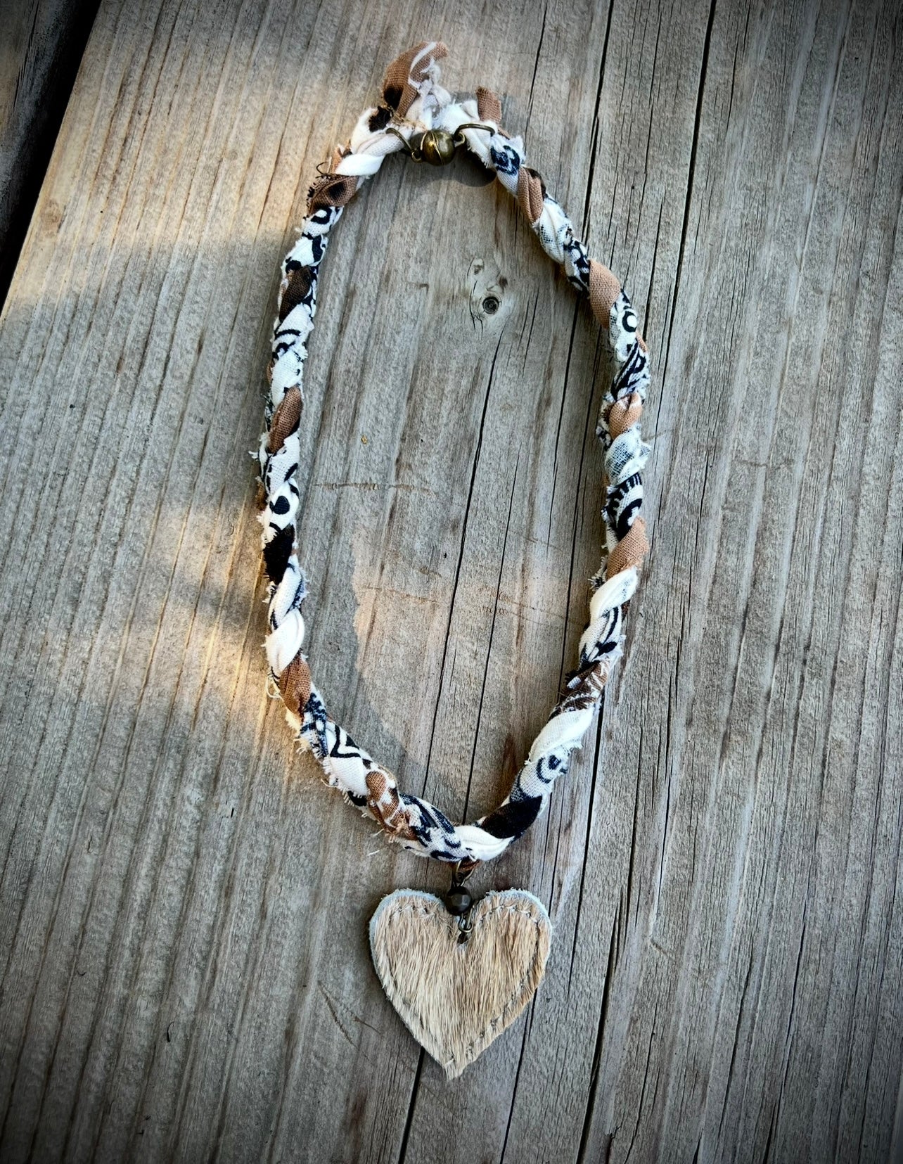 Cowhide heart necklace