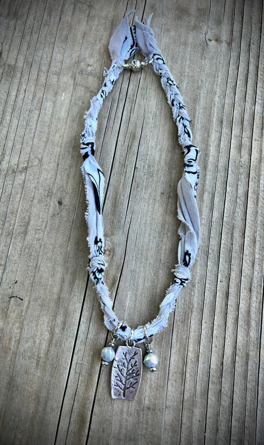 Gray bandanna pendant necklace