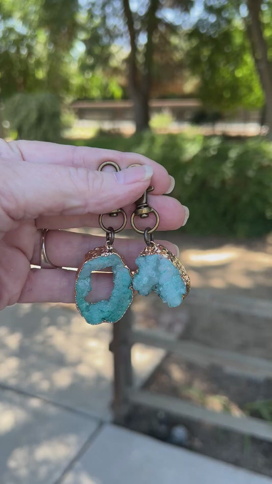 Turquoise druzy bag charm