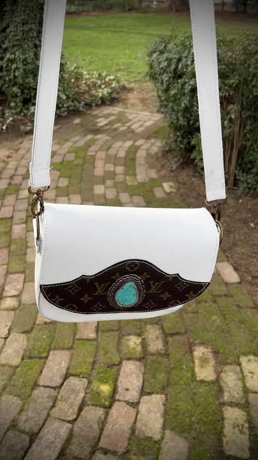 White leather bag