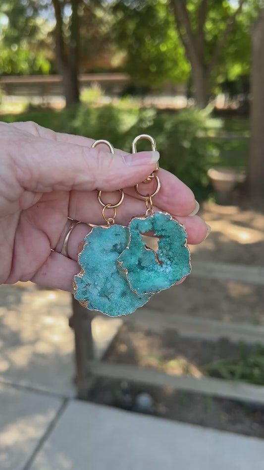 Turquoise druzy bag charm